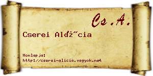 Cserei Alícia névjegykártya
